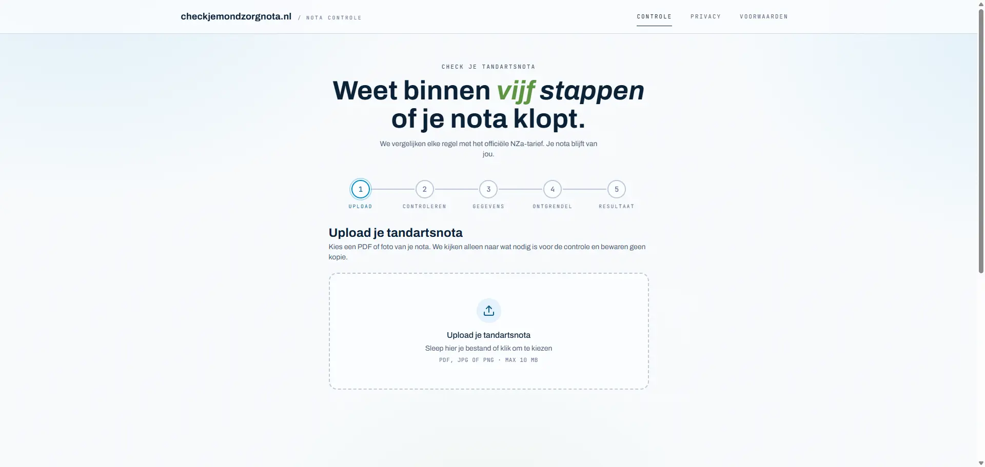 checkjemondzorgnota.nl, tool die tandartsnota's controleert